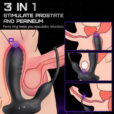 2-in-1 Vibrating Prostate Massager & Dual Penis Rings