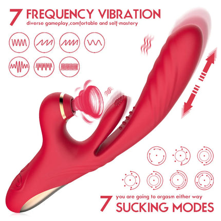 3-in 1 Thrusting & Suction Tongue Vibrator for Clit & G-spot