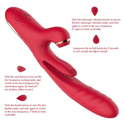 3-in 1 Thrusting & Suction Tongue Vibrator for Clit & G-spot