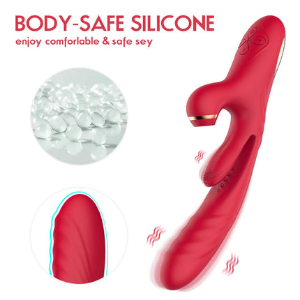 3-in 1 Thrusting & Suction Tongue Vibrator for Clit & G-spot