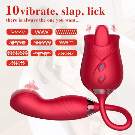 Adult Rose Toy Rose Bud Vibrator with Sex Toy Tongue