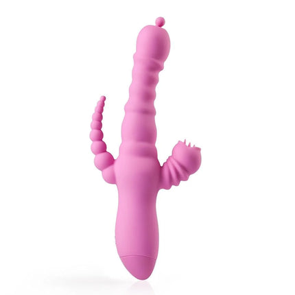 3 in 1 7-Frequency Stretch Three Little Tongues G-spot Stimulator Anal Cunnilingus Vibrator