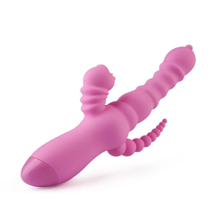 3 in 1 7-Frequency Stretch Three Little Tongues G-spot Stimulator Anal Cunnilingus Vibrator