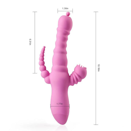 3 in 1 7-Frequency Stretch Three Little Tongues G-spot Stimulator Anal Cunnilingus Vibrator