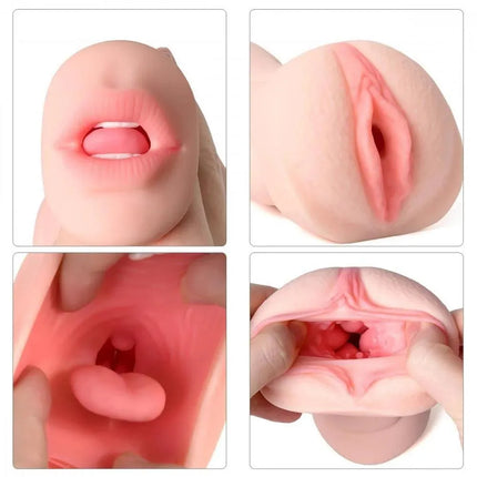 Realistic Mouth Clitoris Masturbation 2-in-1 Pocket Pussy 8.2inch - SIKXTOA