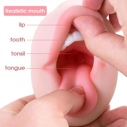 Realistic Mouth Clitoris Masturbation 2-in-1 Pocket Pussy 8.2inch - SIKXTOA