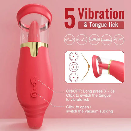 Sucking Tongue-licking & Vibrating Clit Nipple Stimulator