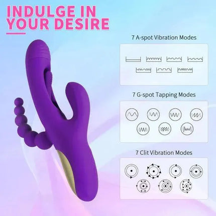 Rabbit Tapping G-spot Vibrator with Anal Beads