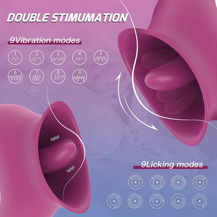 2 in 1 Licking & Vibrating Tongue Vibrator& Nipples Clitoral Stimulator Vibrator