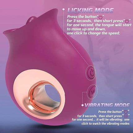 2 in 1 Licking & Vibrating Tongue Vibrator& Nipples Clitoral Stimulator Vibrator