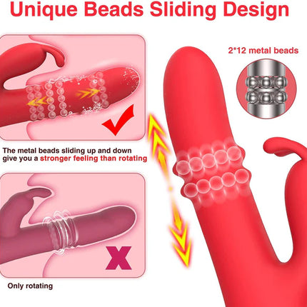 Rabbit Vibrator With Doulbe Sliding Beads Ring