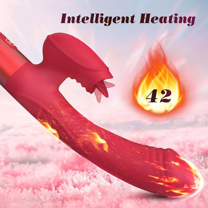 10 Licking & Powerful Vibration Heating Rabbit Vibrator G Spot Vibrators Dildo Clitoral Stimulator