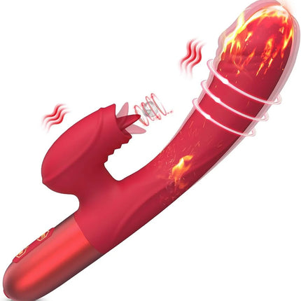 10 Licking & Powerful Vibration Heating Rabbit Vibrator G Spot Vibrators Dildo Clitoral Stimulator