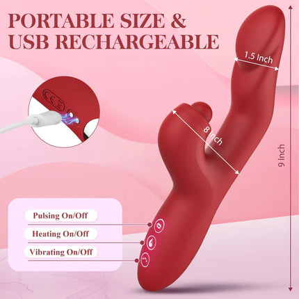 5 Tapping 10 Vibration Modes, Heated Massager Toys Thrusting Dildo G Spot Vibrator Pulsating Clitoral Stimulator