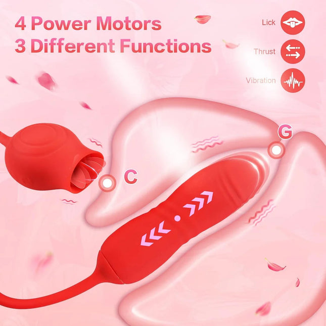 Rose Tongue Licking Vibrator & Massager with Vibrating Egg