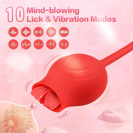 Rose Tongue Licking Vibrator & Massager with Vibrating Egg