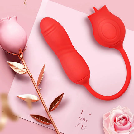 Rose Tongue Licking Vibrator & Massager with Vibrating Egg