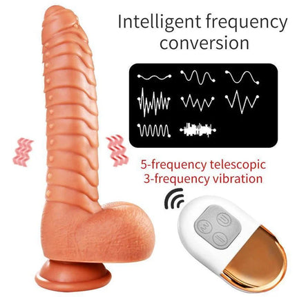 Remote Control 5 Vibrating & 3 Thrusting Heating Dildo Sex Toys for Women - SIKXTOA