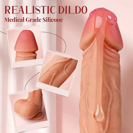 8 Thrusting & Vibrating Modes Realistic Dildo Vibrator for Clitoral G-spot Anal Stimulation 8 inch