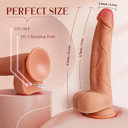 8 Thrusting & Vibrating Modes Realistic Dildo Vibrator for Clitoral G-spot Anal Stimulation 8 inch