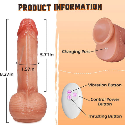 Remote Control 3 in 1 Realistic 3 Thrusting & 6 Vibrating Modes Thrusting Dildo Vibrator