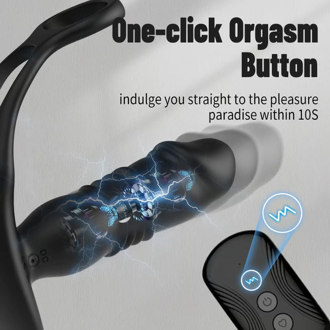 3 -Thrusting & 12 -Vibrating Cock Rings Prostate Massager