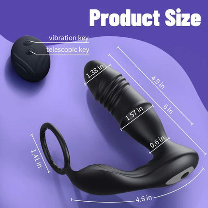 APP Control Thrusting Vibrating Prostate Massager Cock Ring with Raised Dots