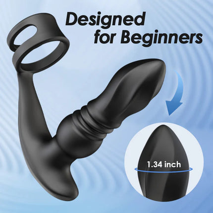 Thrusting Prostate Massager with Double Cock Rings