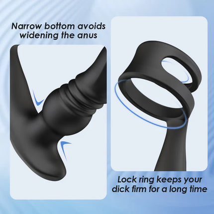 Thrusting Prostate Massager with Double Cock Rings