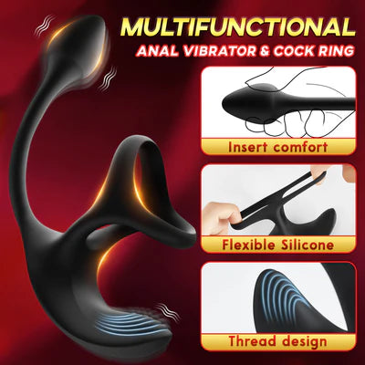 Vibrating Anal Plug with Penis Rings