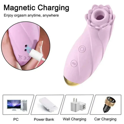 Rose Toy Clit Sucking Vibrating Massager Wand