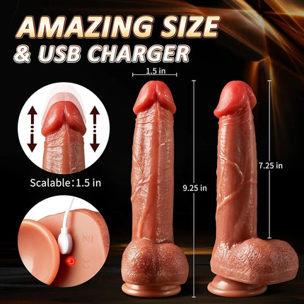 Thrusting Dildo Clit G Spot Vibrator Sex Toys with 5 Thrusting 5 Vibration Strong Suction Cup