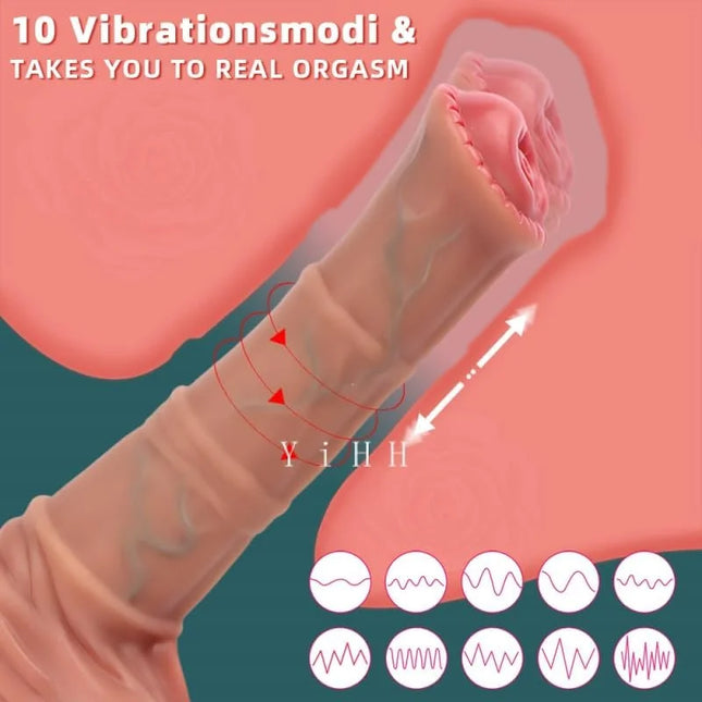 Remote Control Telescopic Heating Horse Dildo Vibrator with Suction Cup