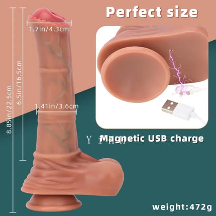 Remote Control Telescopic Heating Horse Dildo Vibrator with Suction Cup