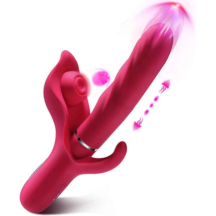 10 Thrusting & 10 Flapping & 10 Vibration 3-in-1 Thrusting Dildo Rabbit Vibrator