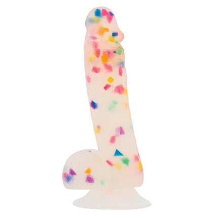 RAINBOW CONFETTI SUCTION CUP DILDO