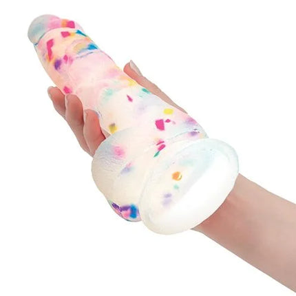 RAINBOW CONFETTI SUCTION CUP DILDO