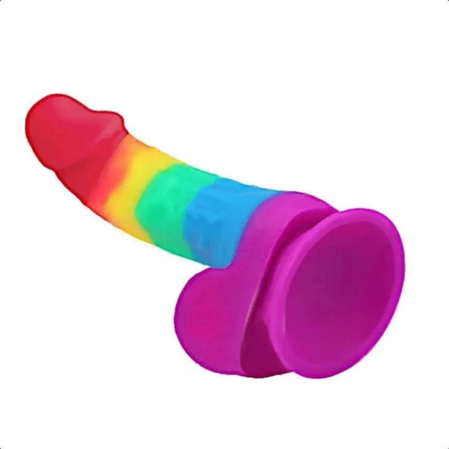 COLORFUL REALISTIC 7 INCH RAINBOW DILDO WITH SUCTION CUP