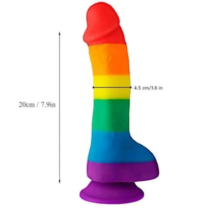 COLORFUL REALISTIC 7 INCH RAINBOW DILDO WITH SUCTION CUP