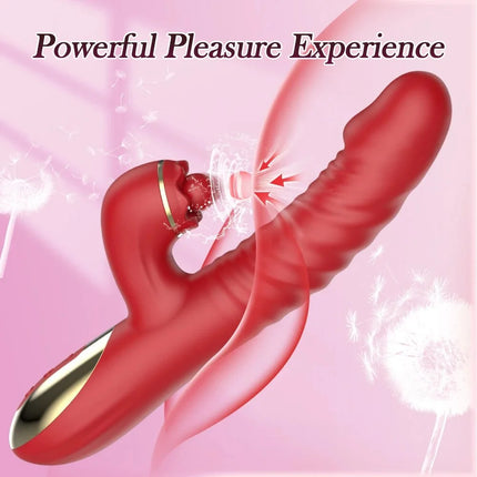 Thrusting Rotating Rabbit G-Spot Vibrator 3 in 1 Clitoris Stimulator Dildo