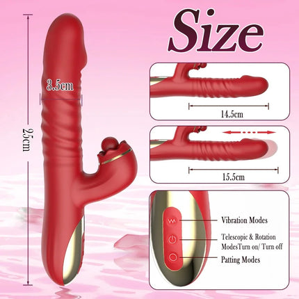 Thrusting Rotating Rabbit G-Spot Vibrator 3 in 1 Clitoris Stimulator Dildo