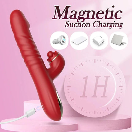 Thrusting Rotating Rabbit G-Spot Vibrator 3 in 1 Clitoris Stimulator Dildo