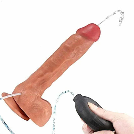 REALISTIC 9 INCH SQUIRTING DILDO WITH SUCTION CUP