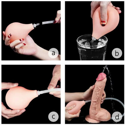 REALISTIC SQUIRTING & EJACULATING DILDO WITH ENEMA BULB