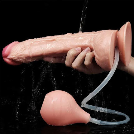 REALISTIC SQUIRTING & EJACULATING DILDO WITH ENEMA BULB