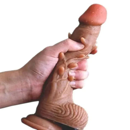 BROWN SPIKY 7 INCH REALISTIC DILDO WITH SUCTION CUP