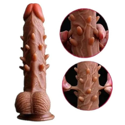 BROWN SPIKY 7 INCH REALISTIC DILDO WITH SUCTION CUP