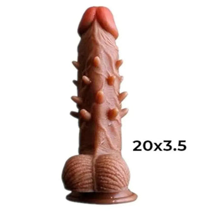 BROWN SPIKY 7 INCH REALISTIC DILDO WITH SUCTION CUP