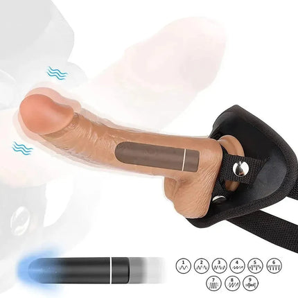 Strap-on Dildo Wearable Harness Realistic Vibrating Dildo with Bullet Vibrator, Detachable Silicone G Spot Stimulator, Vagina Massager Female Masturbator Sex Toys for Women Lesbian Couple