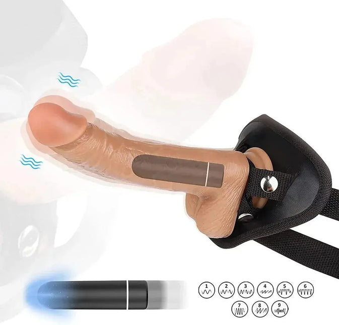 Strap-on Dildo Wearable Harness Realistic Vibrating Dildo with Bullet Vibrator, Detachable Silicone G Spot Stimulator, Vagina Massager Female Masturbator Sex Toys for Women Lesbian Couple